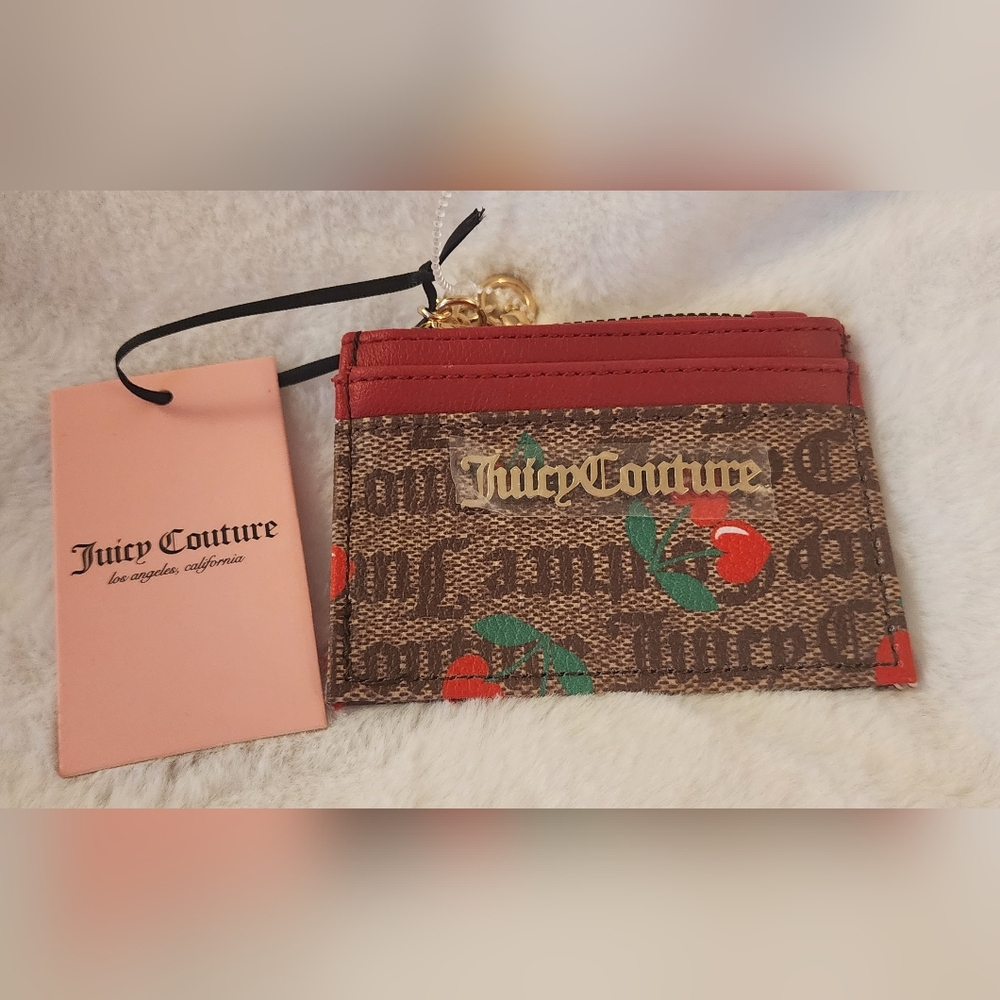 Juicy Couture Brown Cherry Card Case Wallet